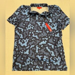Redvanly Blue Camouflage Patterned Polo Golf/Tennis Shirt